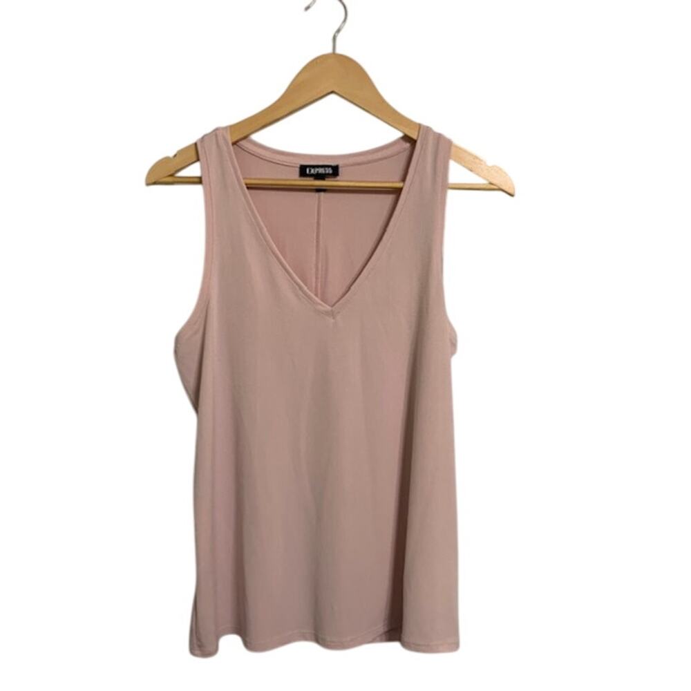 EXPRESS Deep V Sleeveless Pink Tank Top | S